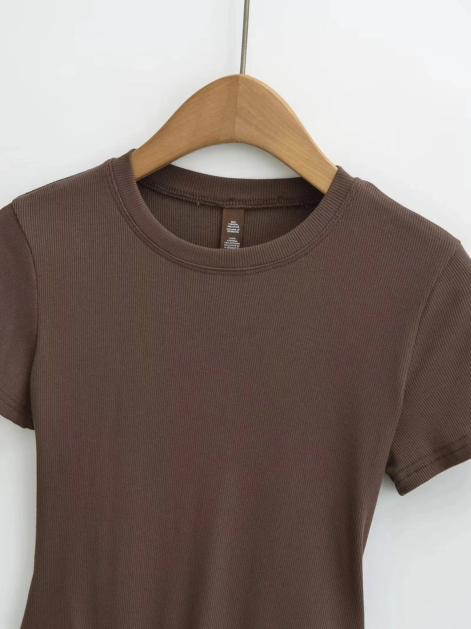 Stretchable Knit Bodysuit - Short Sleeve O-Neck Summer Basic (14 Colors)