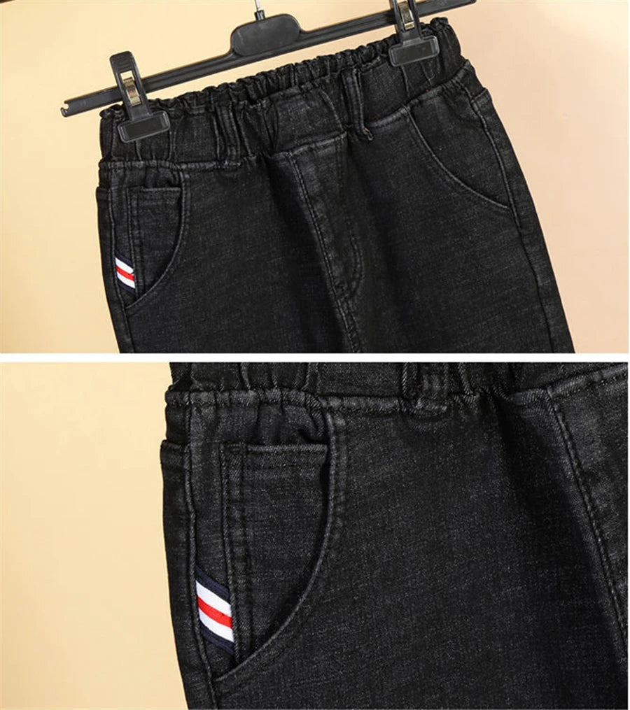 Oversized Winter Thicken Denim Pants – High Waist, Plus Velvet, Loose Fit