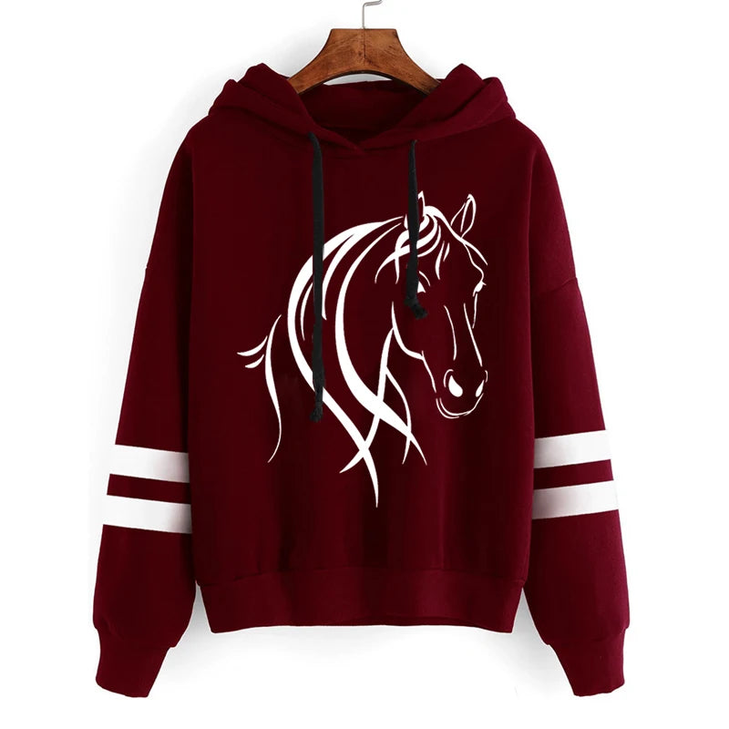 Horse Graphic Sweatshirt - Long Sleeve Casual Pullover