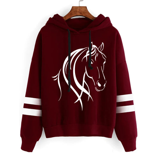 Horse Graphic Sweatshirt - Long Sleeve Casual Pullover