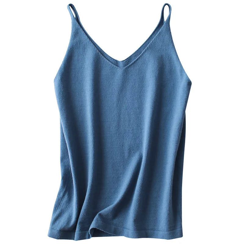 Cashmere Wool Camisole - V-Neck Knitted Base Vest (2023)