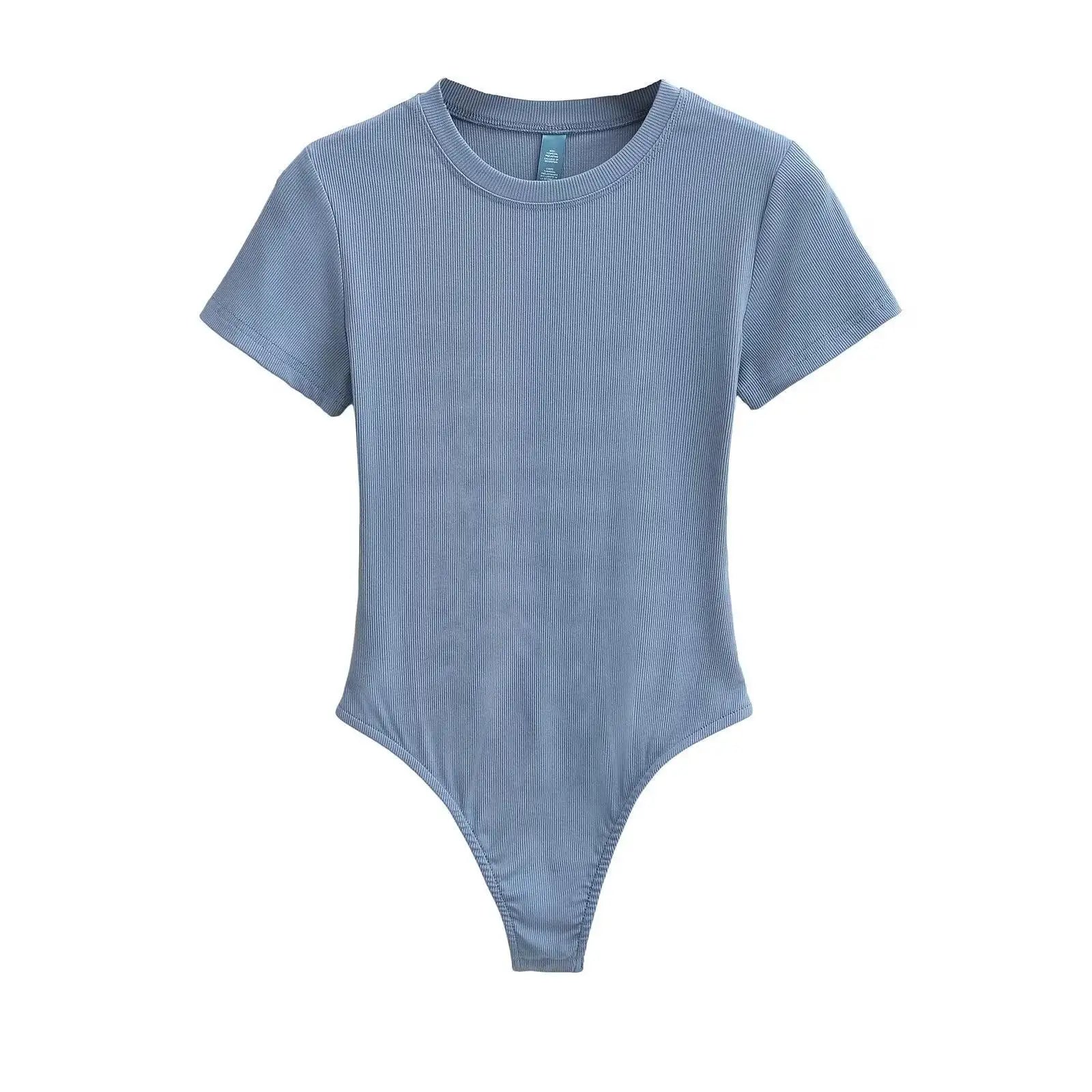 Stretchable Knit Bodysuit - Short Sleeve O-Neck Summer Basic (14 Colors)