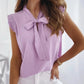 Sleeveless Ruffle Polka Dot Blouse - Lace-Up Bow