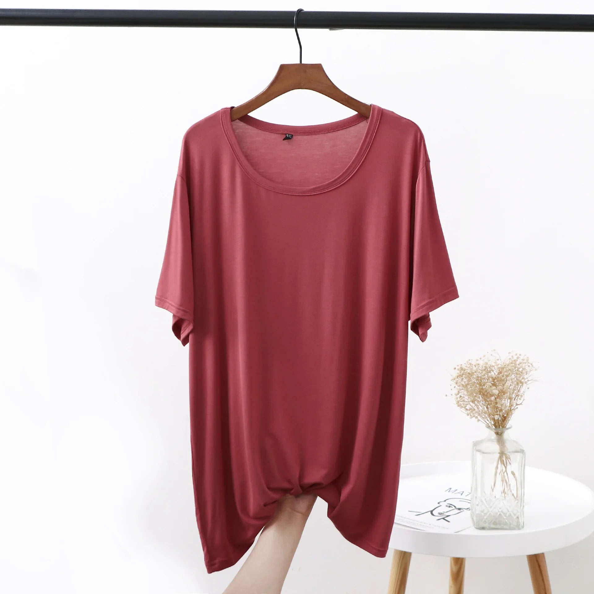 Plus Size Modal T-Shirt - Short Sleeve O-Neck Summer Top (XL-6XL)