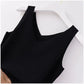 Knitted Sleeveless V-Neck Tank Top - Slim Fit, Khaki