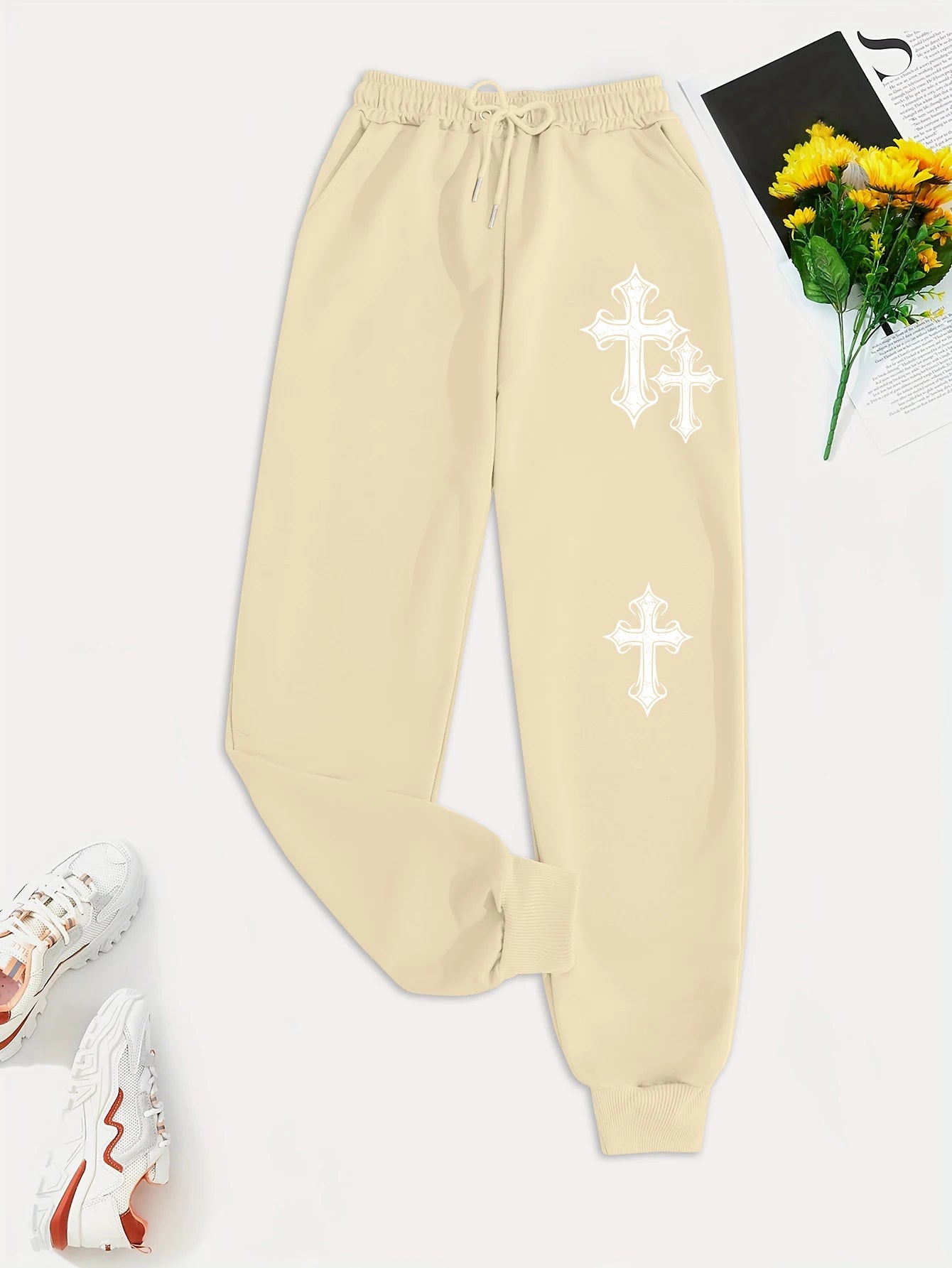Crucifixion Print Drawstring Pants – Trendy & Versatile