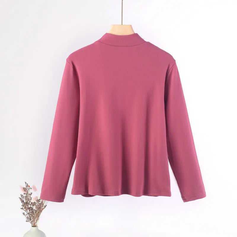 Plus Size Mock Neck T-Shirt - Long Sleeve, Warm Autumn/Winter Base Layer (XL-8XL)