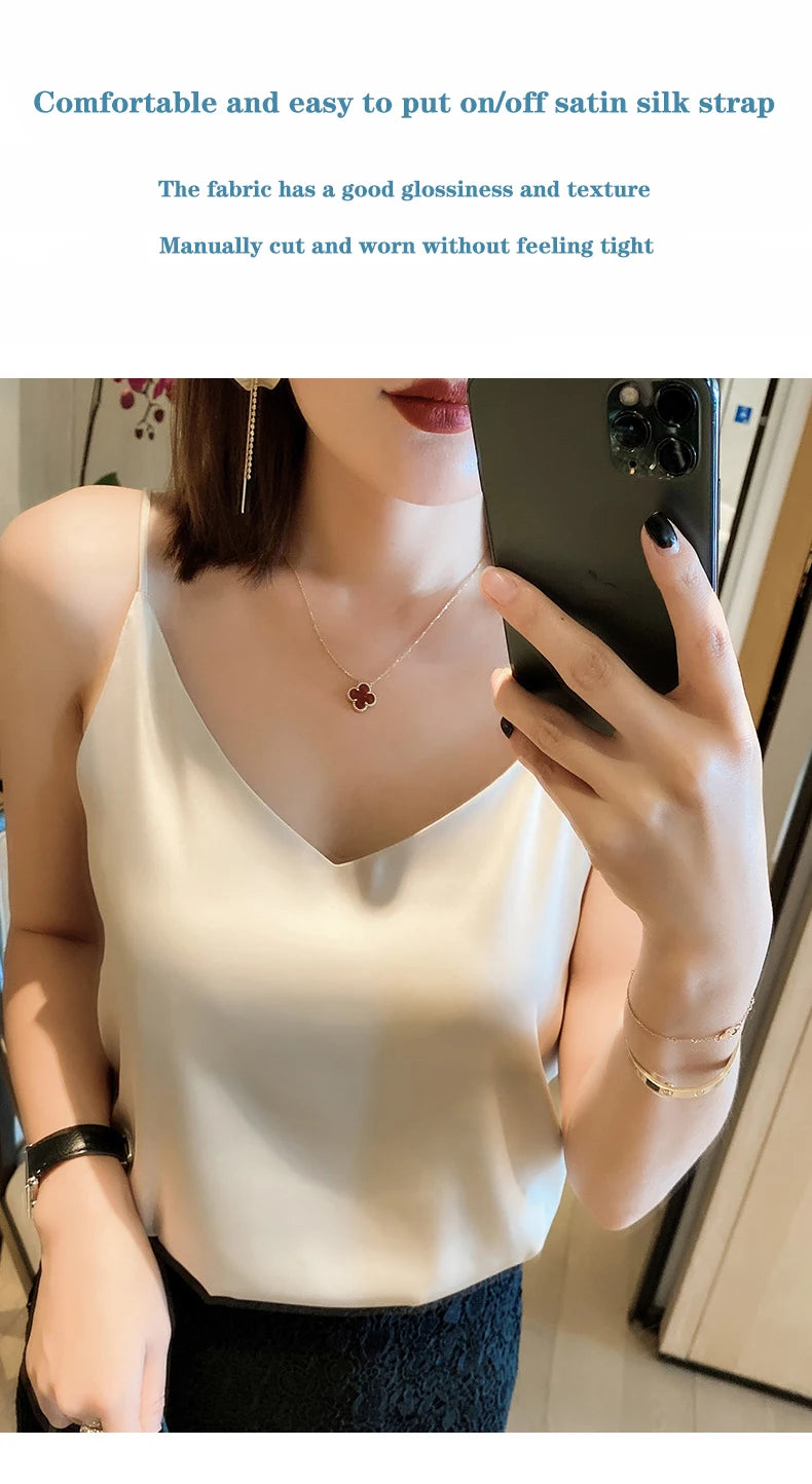 2024 Summer V-Neck Crop Top - Sleeveless Slim Fit, Y2K Style