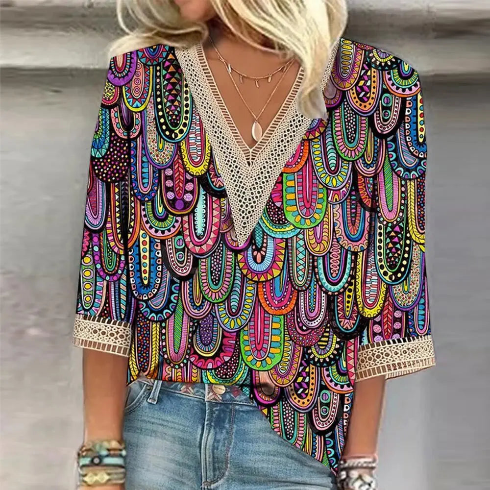 Elegant Short Sleeve Blouse - Casual Loose Fit Top for Weekend and Holiday Wear