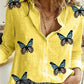 Cotton Linen Button-Down Shirt - Long Sleeve Casual Loose Tunic Blouse for Women, Spring & Summer