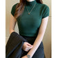 2024 Summer Turtleneck Knit Blouse - Short Sleeve