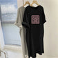 Printed O-Neck Tunic Dress - Summer Casual Loose Short Sleeve Pullover for Women