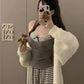 Lace Bow Corset Camisole - Sleeveless Slim Crop Top with Chest Pad for Summer Elegance