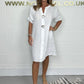 2024 Cotton Linen Tunic Dress - Women's Button-Up Loose Fit Long Shirt