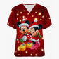 Mickey Mouse Nursing Scrub Top - V-Neck with Pockets, Christmas Edition