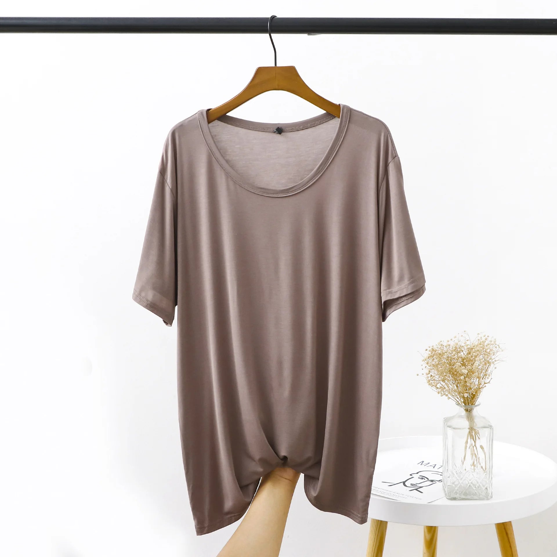 Plus Size Modal T-Shirt - Short Sleeve O-Neck Summer Top (XL-6XL)