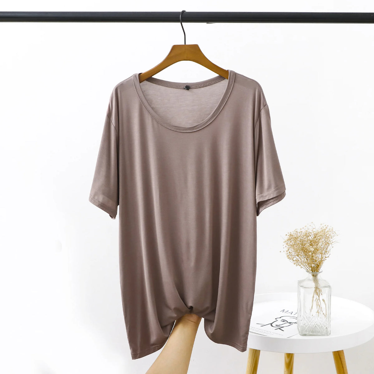 Plus Size Modal T-Shirt - Short Sleeve O-Neck Summer Top (XL-6XL)