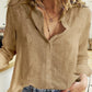 Cotton Linen Button-Down Shirt - Long Sleeve Casual Loose Tunic Blouse for Women, Spring & Summer