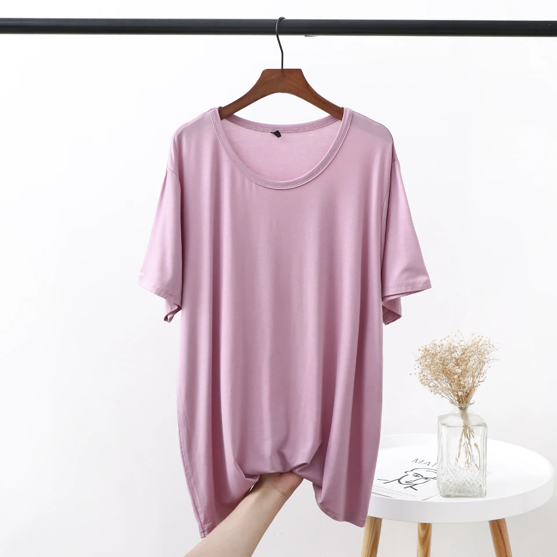 Plus Size Modal T-Shirt - Short Sleeve O-Neck Summer Top (XL-6XL)
