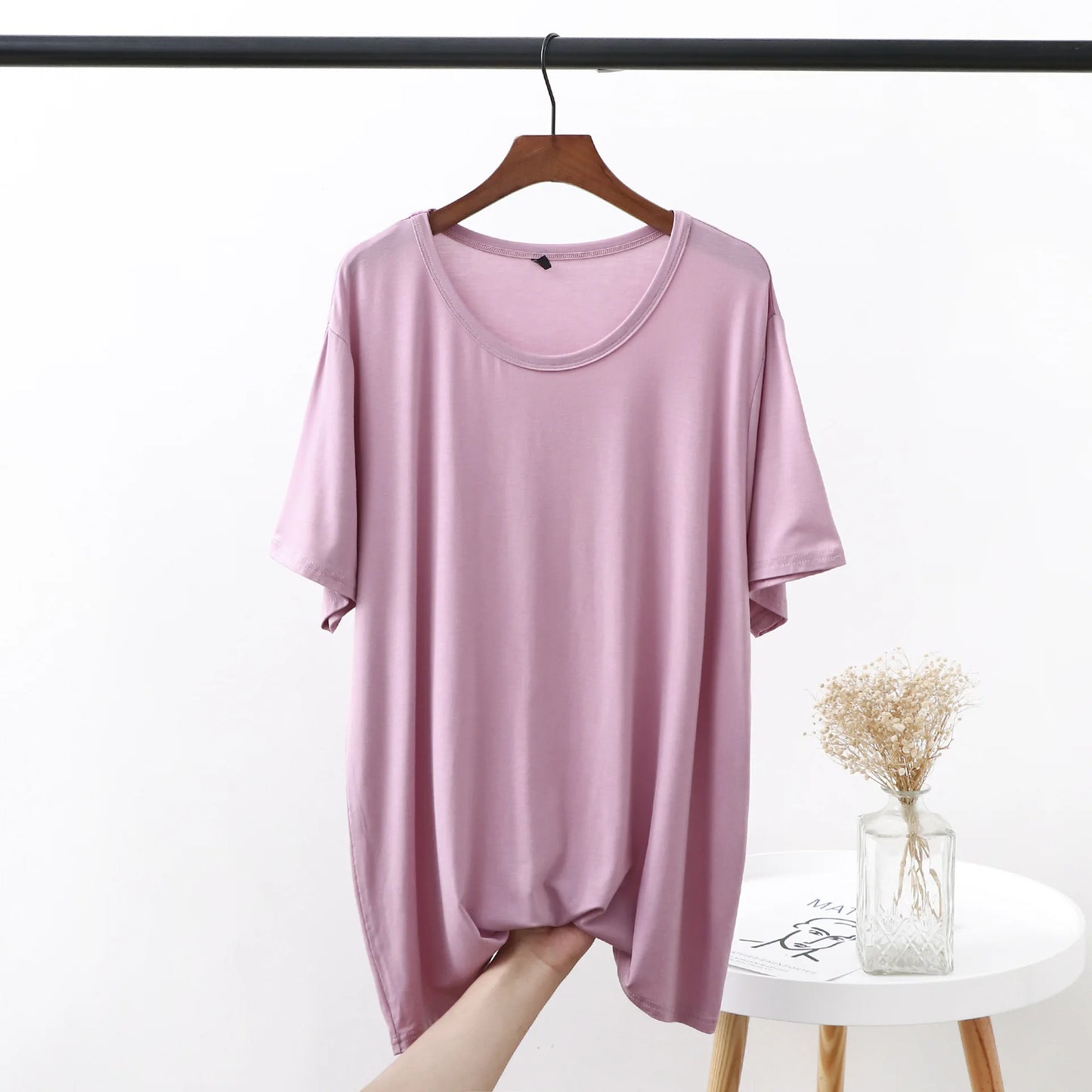 Plus Size Modal T-Shirt - Short Sleeve O-Neck Summer Top (XL-6XL)