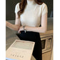 2024 Summer Turtleneck Knit Blouse - Short Sleeve