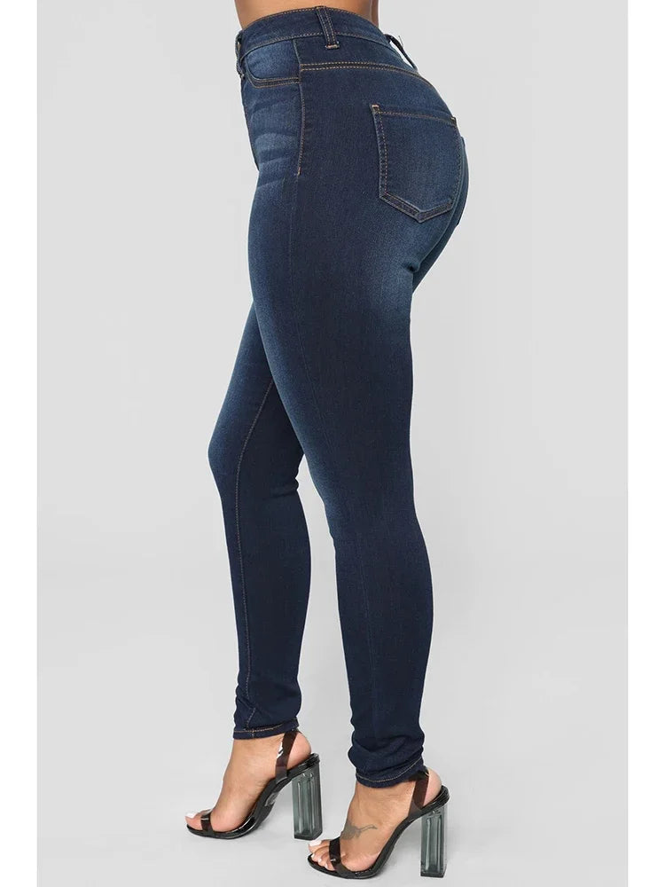 2024 Women Narrow Straight Leg Wrap Hips Skinny Jeans Lady High Waist Vintage Stretchy Pencil Long Pants  Casual Daily Trousers