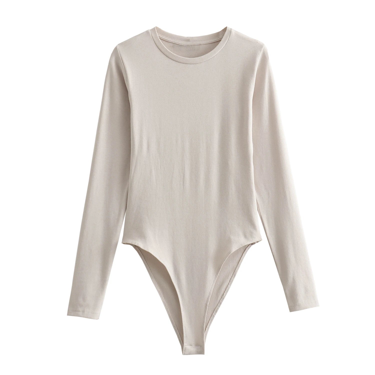 Long Sleeve Slim Jumpsuit - Casual Round Neck Bodysuit for Women