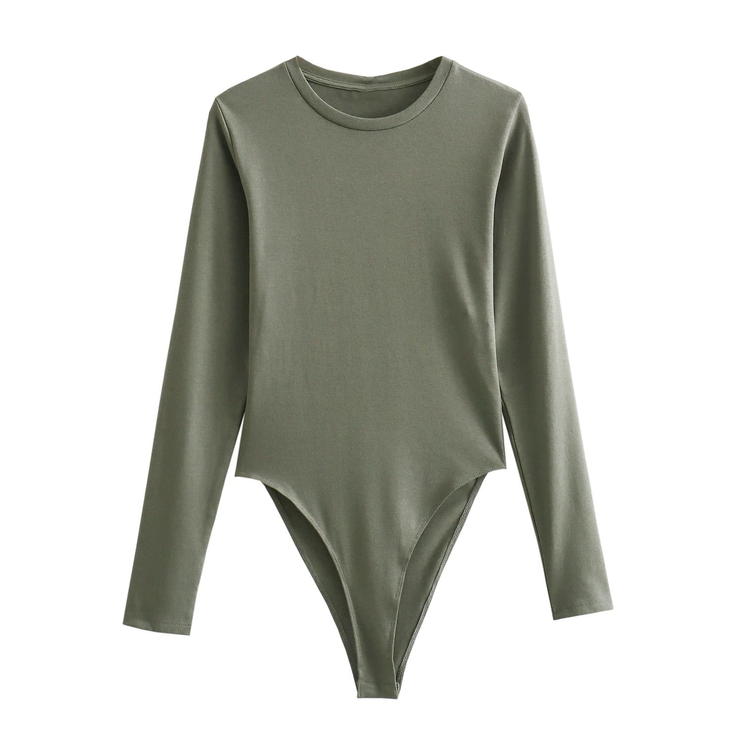 Long Sleeve Slim Jumpsuit - Casual Round Neck Bodysuit for Women