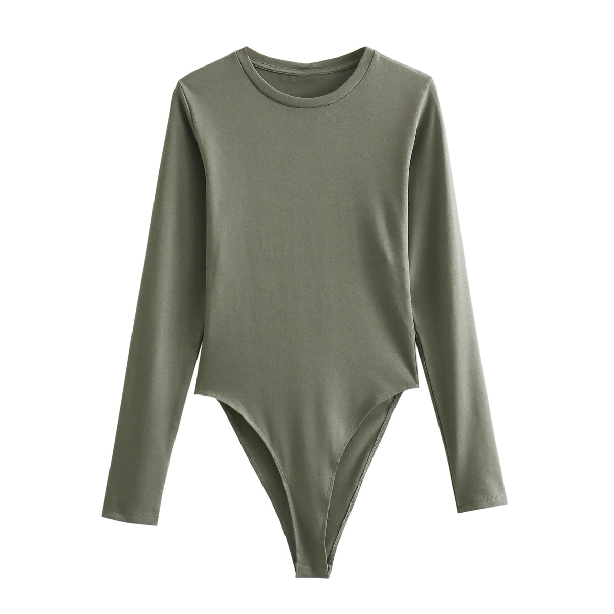 Long Sleeve Slim Jumpsuit - Casual Round Neck Bodysuit for Women