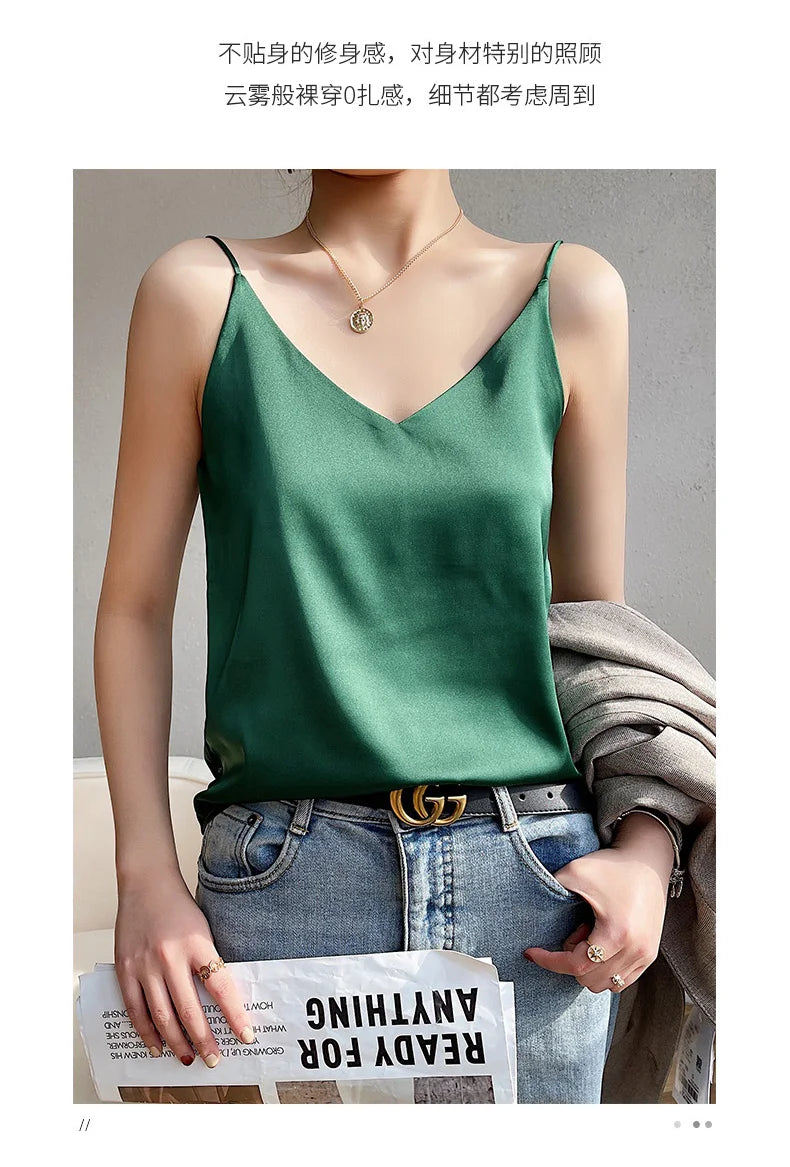 Real Silk V-Neck Camisole - Black & White, Spring/Summer 2023