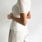 Ice Silk Polo Crop Top - Hollow-Out, Short Sleeve Korean Style