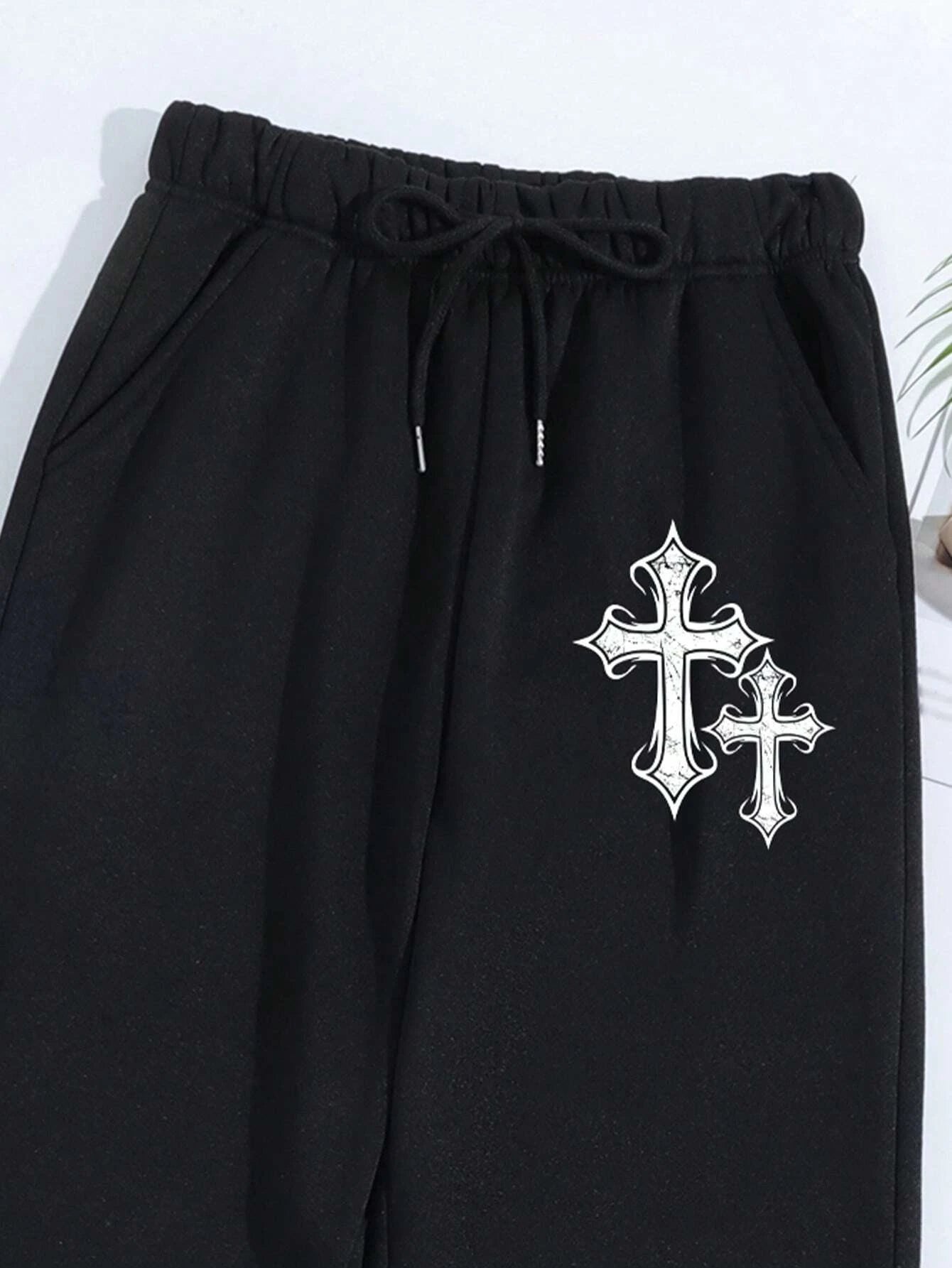 Crucifixion Print Drawstring Pants – Trendy & Versatile
