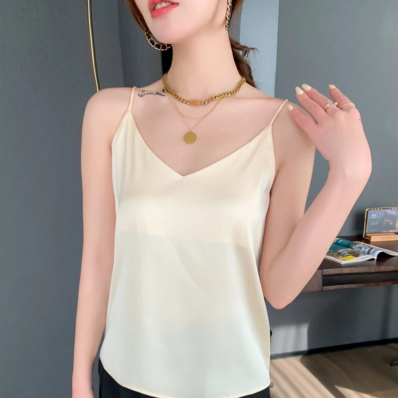 Real Silk V-Neck Camisole - Black & White, Spring/Summer 2023