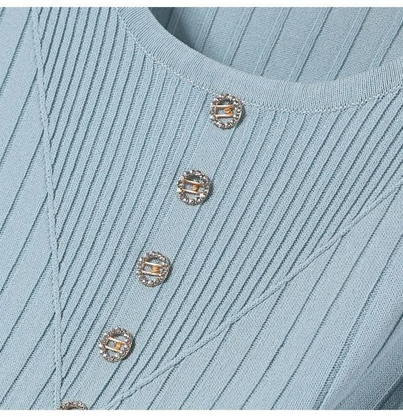 Elegant Knit V-Neck Tank Top - Sleeveless & Striped