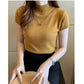2024 Summer Turtleneck Knit Blouse - Short Sleeve