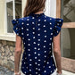 Chic Pink Chiffon Ruffle Blouse - Short Sleeve, Summer 2024