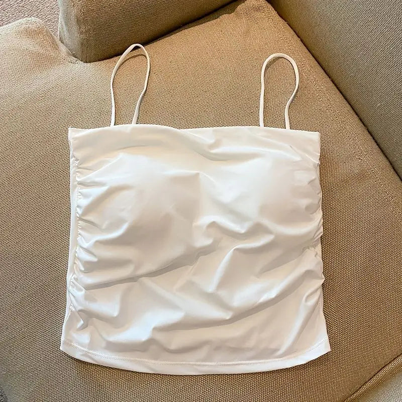 Ice Silk Padded Camisole - Stylish Backless Summer Top for Women