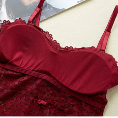 Floral Lace Bralette - Wirefree Sexy Camisole Top with Adjustable Straps & Removable Pads
