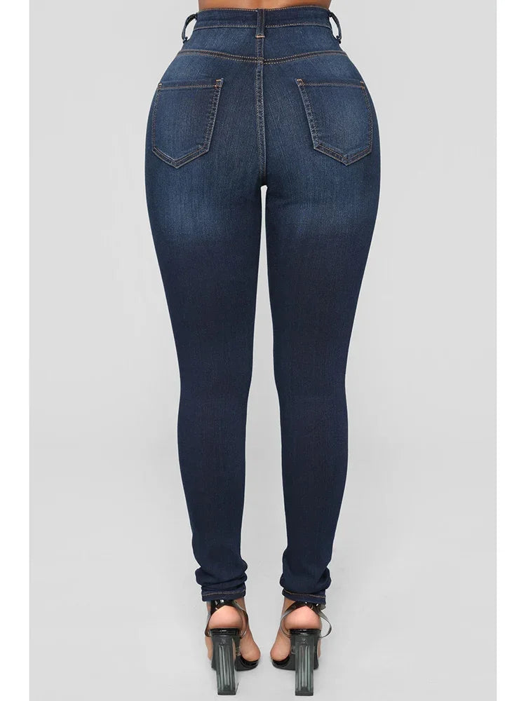 2024 Women Narrow Straight Leg Wrap Hips Skinny Jeans Lady High Waist Vintage Stretchy Pencil Long Pants  Casual Daily Trousers