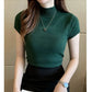 2024 Summer Turtleneck Knit Blouse - Short Sleeve