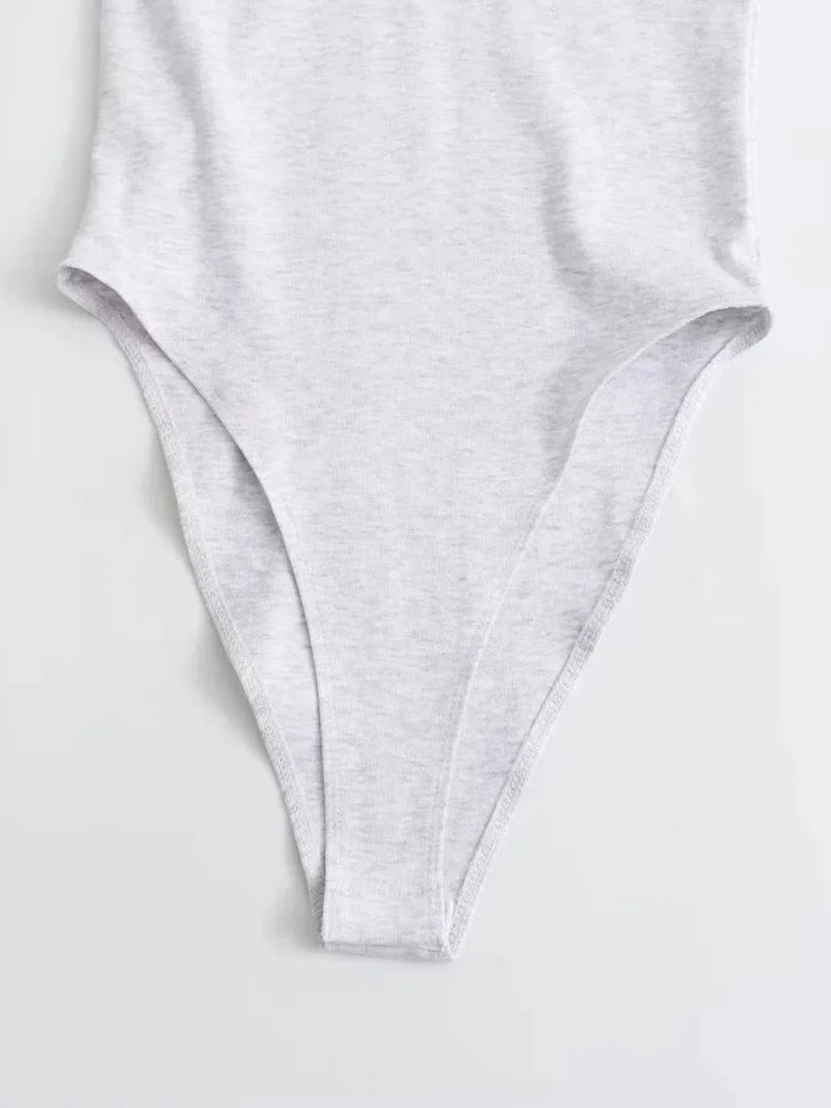 Long Sleeve Slim Jumpsuit - Casual Round Neck Bodysuit for Women