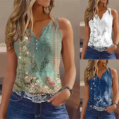 2024 Painted V-Neck Camisole - Casual Summer Tank Top
