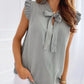 Sleeveless Ruffle Polka Dot Blouse - Lace-Up Bow