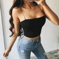 Summer Slim Fit Crop Top - Sleeveless Camisole with Spaghetti Straps