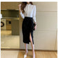 023 Chiffon Bow V-Neck Blouse - Long Sleeve Office Top