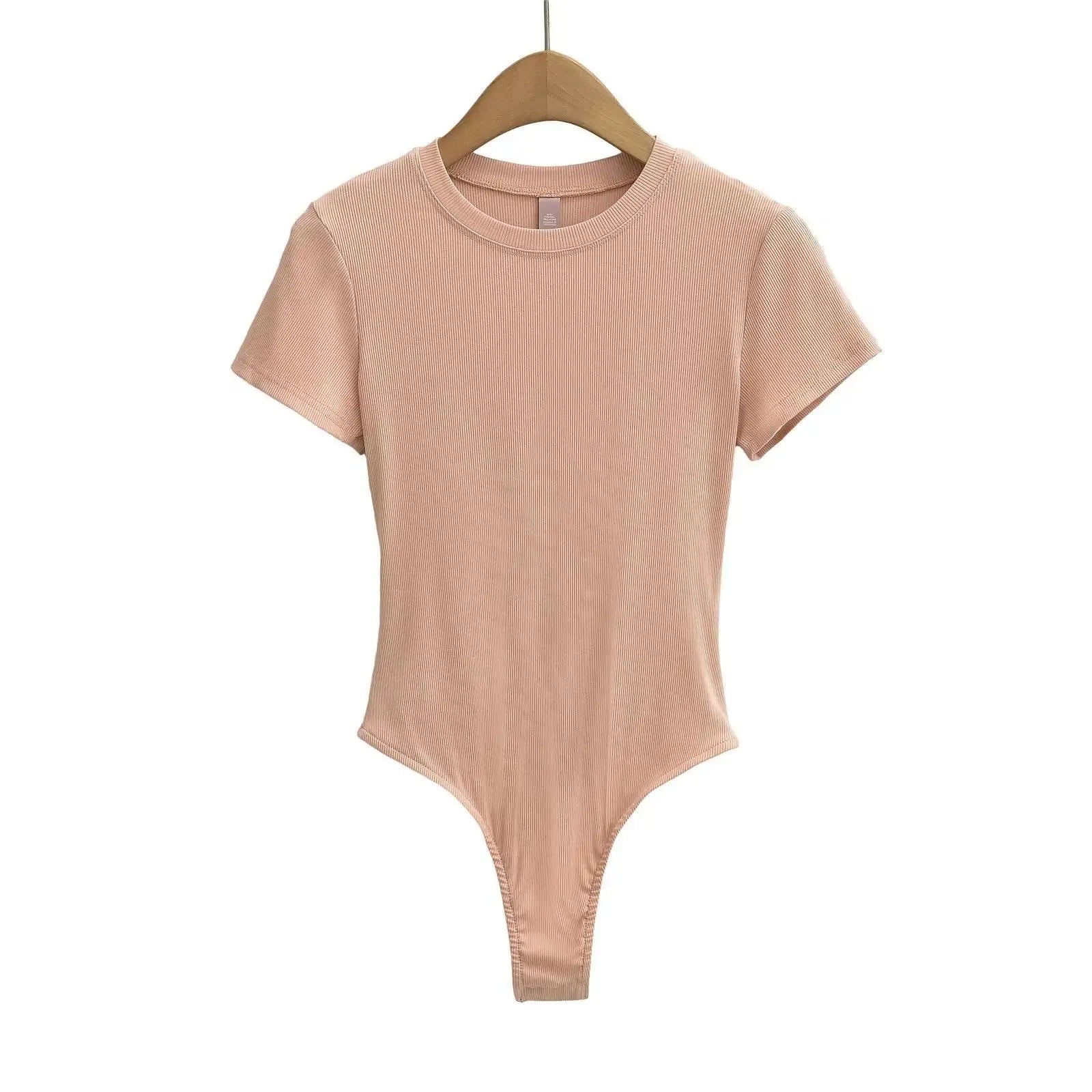 Stretchable Knit Bodysuit - Short Sleeve O-Neck Summer Basic (14 Colors)