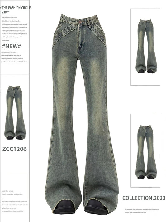 Low-Rise Flare Jeans - Y2K Japanese Streetwear Bell Bottoms for Women, Kpop Gyaru Aesthetic Denim Pants