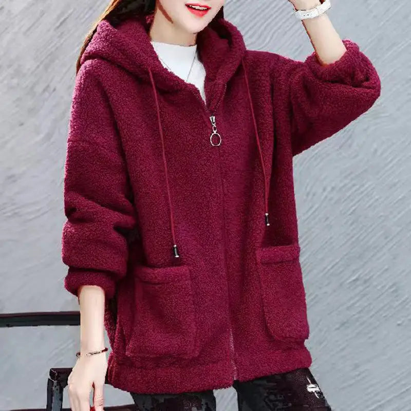 Thick Velvet Fleece Hoodie - Zipper Cardigan, Casual Winter Wear