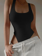 Sleeveless Knit Halter Bodysuit - Off-Shoulder Bodycon Clubwear 2024