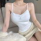 Lace Bow Corset Camisole - Sleeveless Slim Crop Top with Chest Pad for Summer Elegance